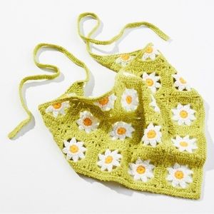 Anthropologie Daisy Floral Crochet Hair Scarf